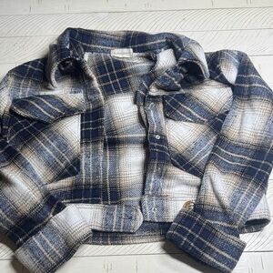 Altar'd State Blue and White Plaid Jacket